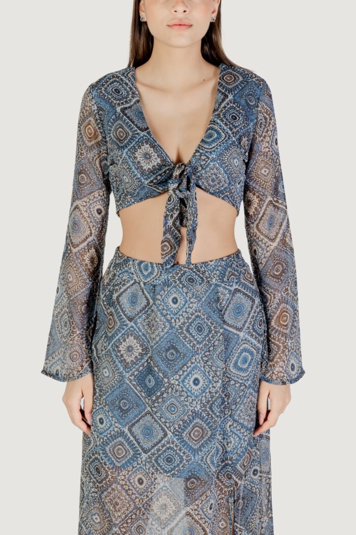 Top Only Onlasta Life L/S Tie Top Wvn Indigo