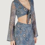 Top Only Onlasta Life L/S Tie Top Wvn Indigo - Foto 3