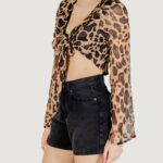 Top Only Onlasta Life L/S Tie Top Wvn Marrone - Foto 2