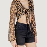 Top Only Onlasta Life L/S Tie Top Wvn Marrone - Foto 3
