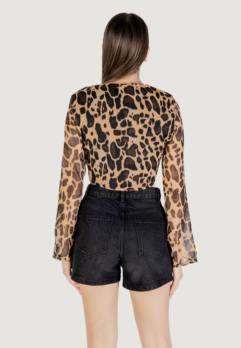 Top Only Onlasta Life L/S Tie Top Wvn Marrone - Foto 4