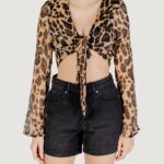Top Only Onlasta Life L/S Tie Top Wvn Marrone - Foto 5