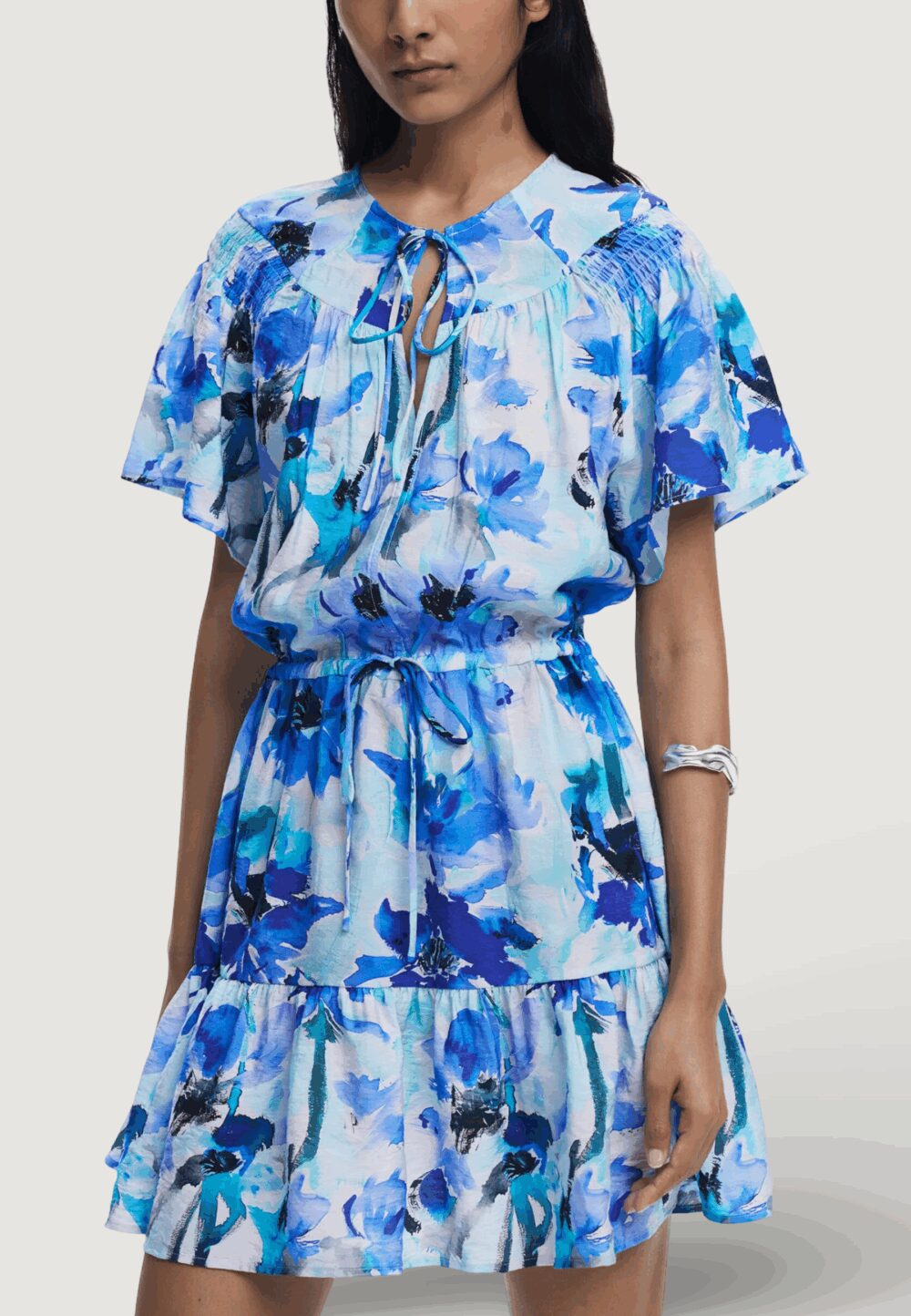 Vestito corto Desigual REPRIS VEST LANDI Azzurro - Foto 4