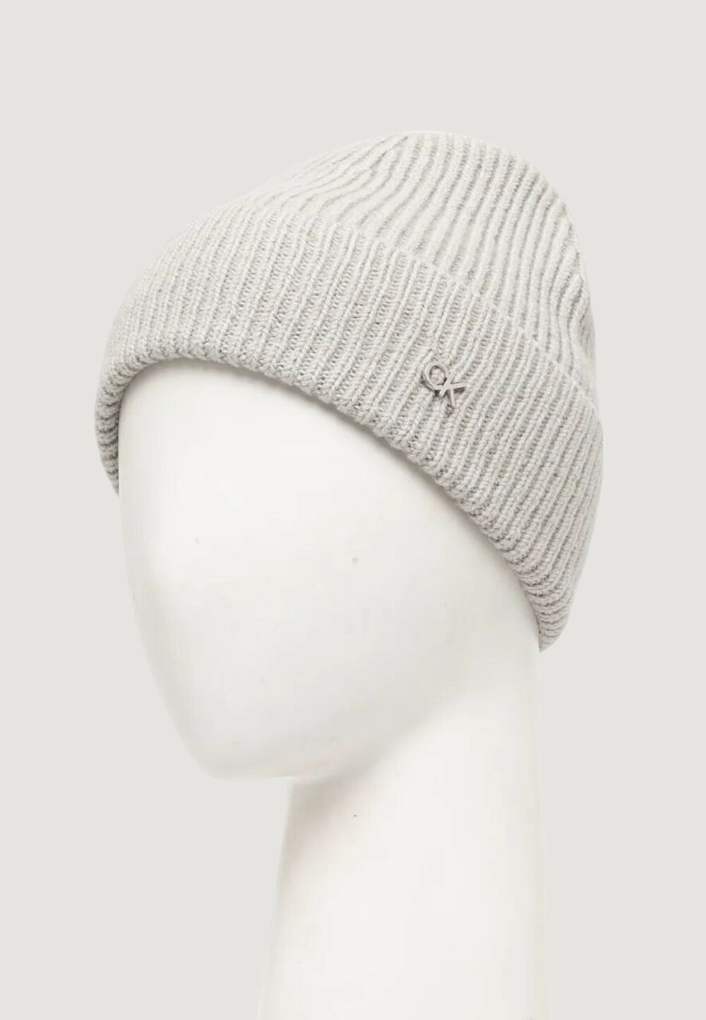 Berretto Calvin Klein CK METAL CHUNKY RIB BEANIE Grigio Chiaro - Foto 4