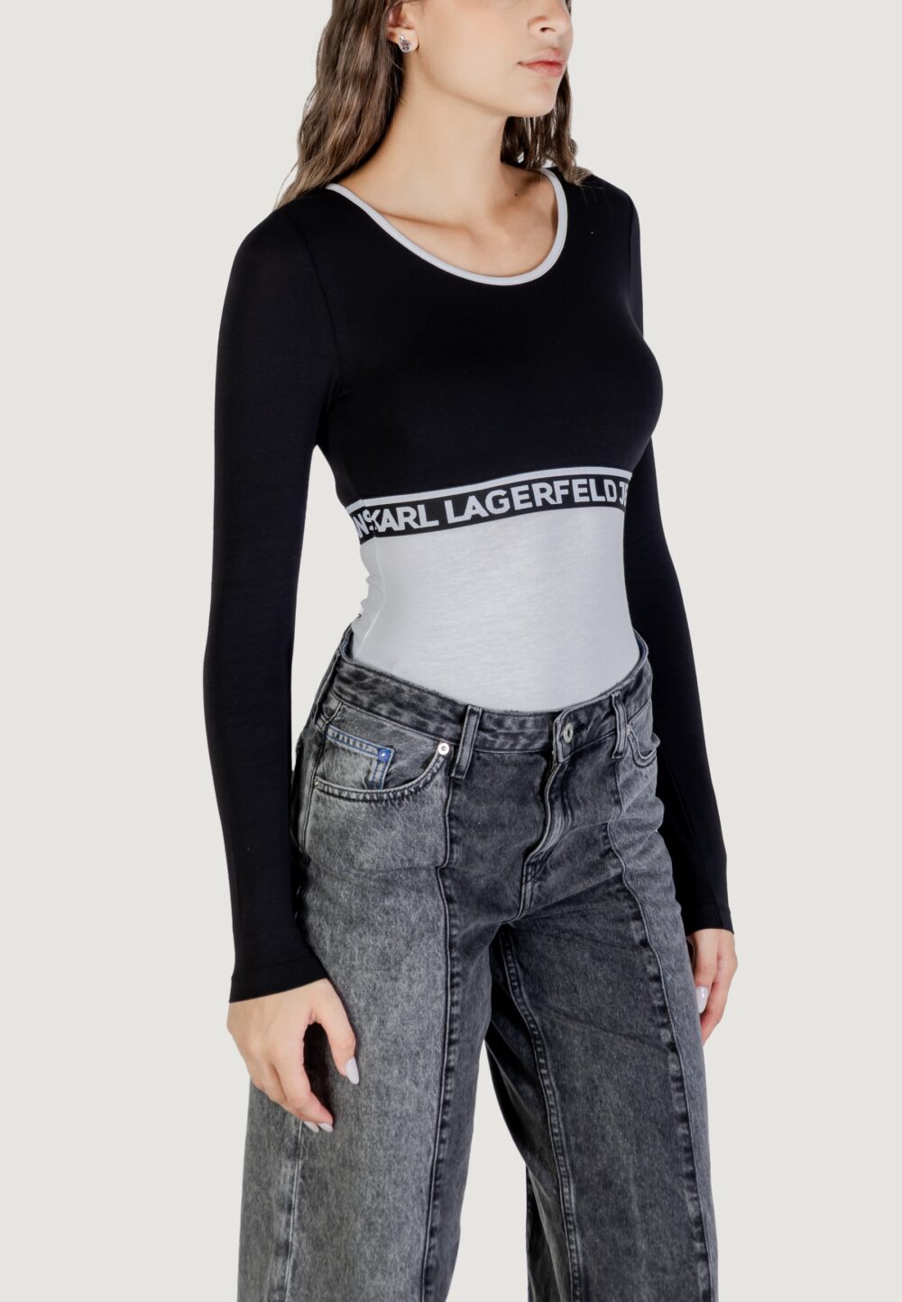 Body Karl Lagerfeld Jeans KLJ BLOCKED BODY Black-White - Foto 3