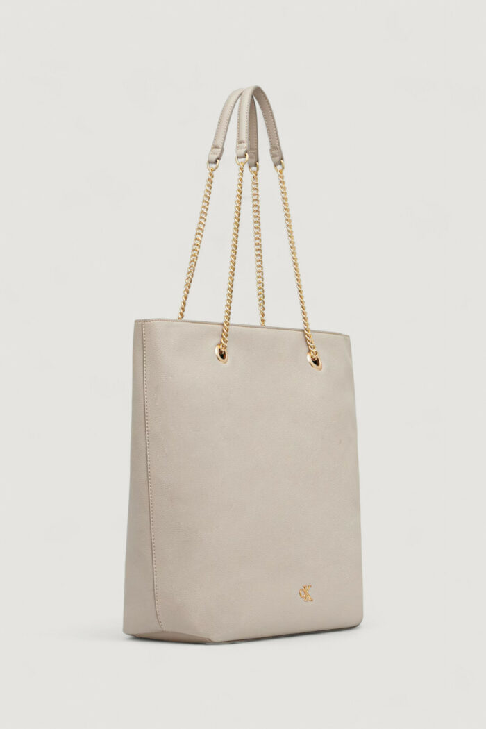 Borsa Calvin Klein MINIMAL MONOGRAM CHAIN TOTE Beige chiaro – LV04F3204G