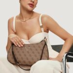 Borsa Guess NOELLE II TOP ZIP SHOULDER BAG Panna - Foto 3
