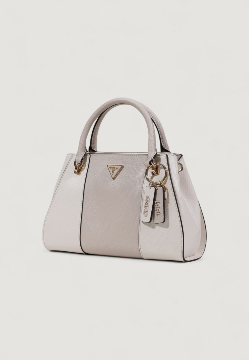 Borsa Guess NOELLE II LUXURY SATCHEL Bianco - Grigio - Foto 4