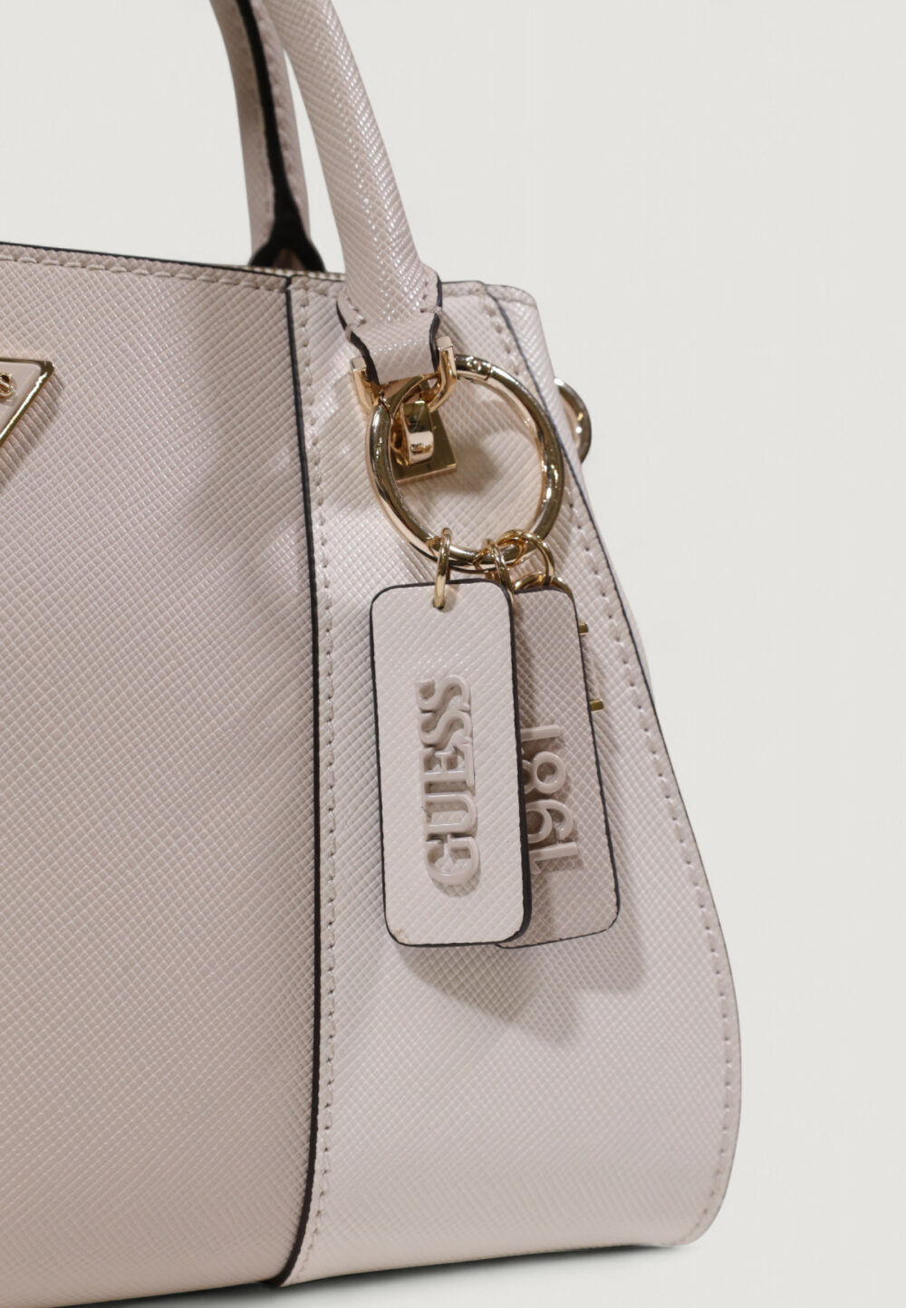 Borsa Guess NOELLE II LUXURY SATCHEL Bianco - Grigio - Foto 3