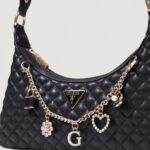 Borsa Guess EVERLEE TOP ZIP SHOULDER BAG Nero - Foto 2
