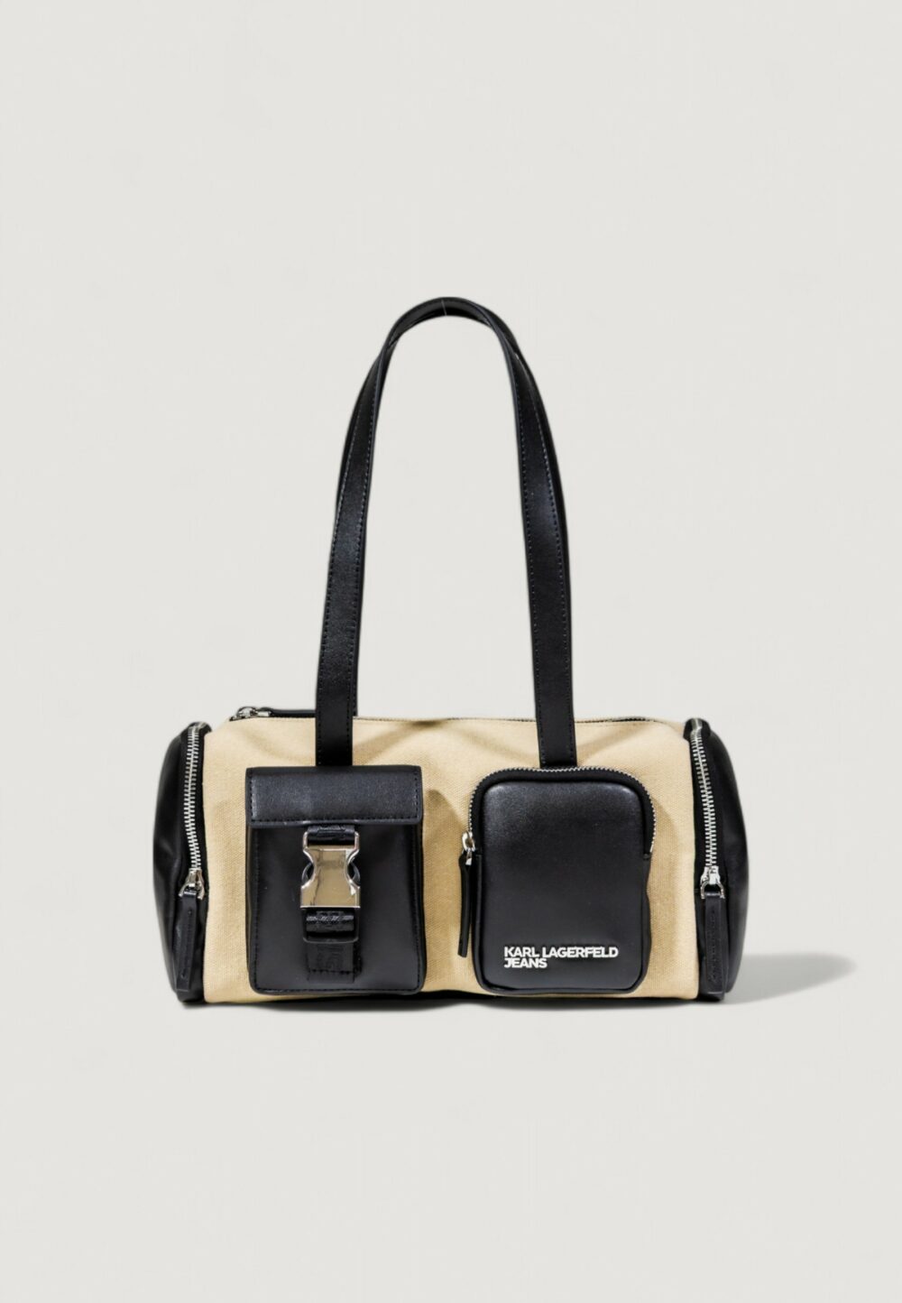 Borsa Karl Lagerfeld Jeans KLJ CANVAS MIXED E/W SHB Beige - Nero - Foto 1