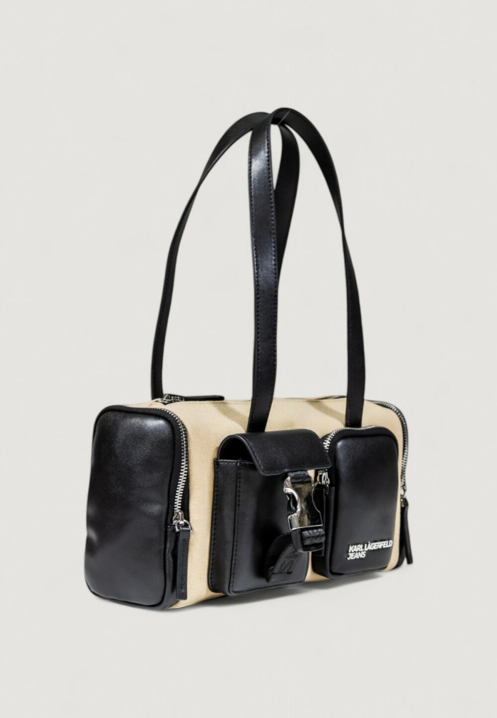 Borsa Karl Lagerfeld Jeans KLJ CANVAS MIXED E/W SHB Beige - Nero - Foto 2