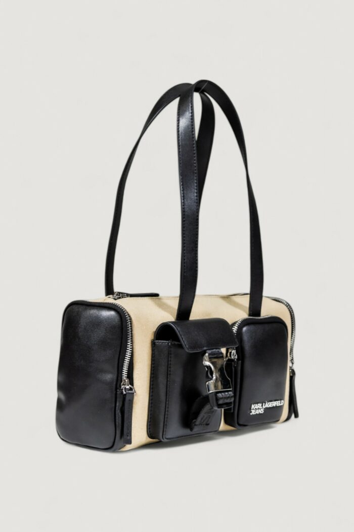 Borsa Karl Lagerfeld KLJ CANVAS MIXED E/W SHB Beige – Nero – A3W30233
