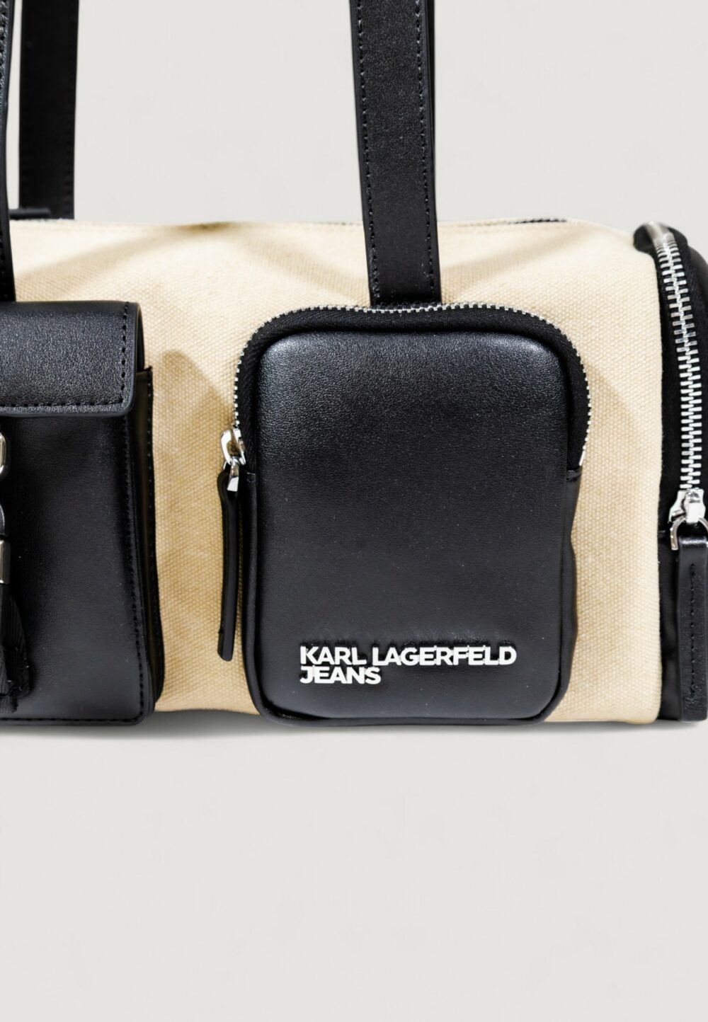 Borsa Karl Lagerfeld Jeans KLJ CANVAS MIXED E/W SHB Beige - Nero - Foto 5