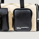 Borsa Karl Lagerfeld Jeans KLJ CANVAS MIXED E/W SHB Beige - Nero - Foto 5