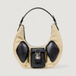 Borsa KARL LAGERFELD KLJ CANVAS MIXED HALFMOON BAG Beige - Nero - Foto 1