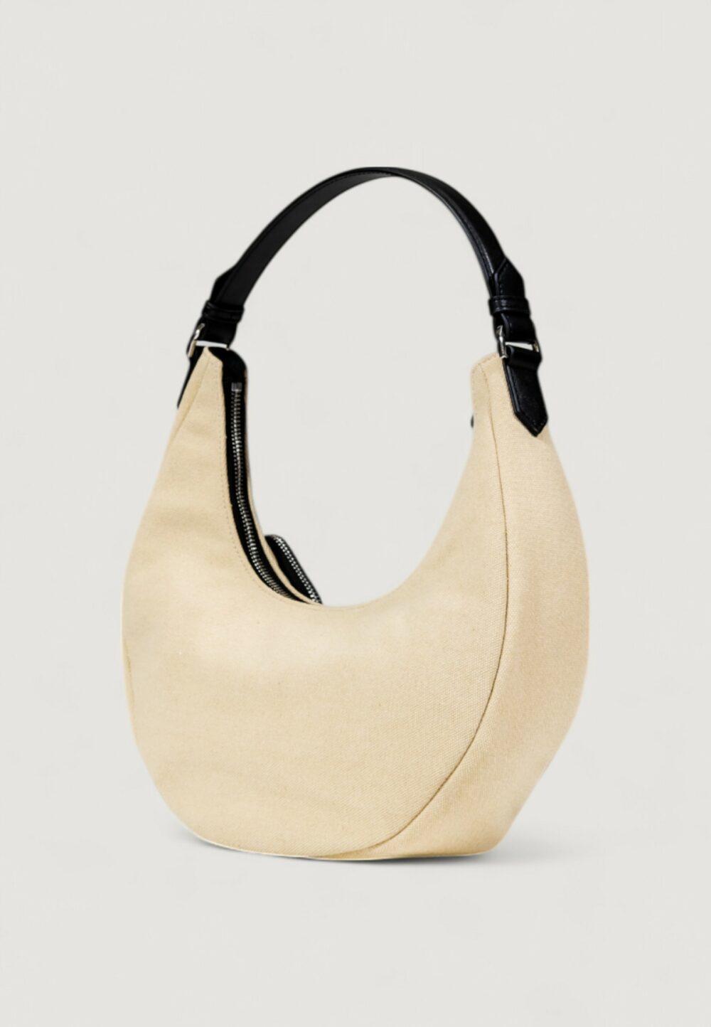 Borsa KARL LAGERFELD KLJ CANVAS MIXED HALFMOON BAG Beige - Nero - Foto 4