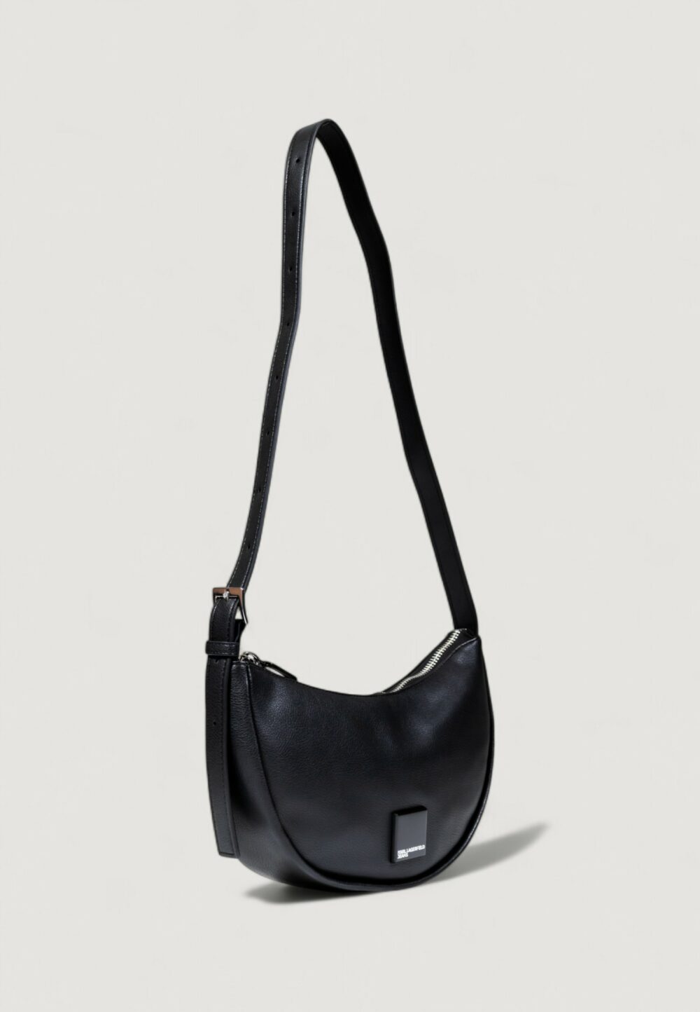 Borsa Karl Lagerfeld Jeans KLJ BOX LOGO SOFT HALFMOON BAG Nero - Foto 3