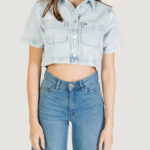 Camicia manica corta Tommy Hilfiger Jeans CROPPED SS SHIRT CI6 Blue Denim Chiaro - Foto 5