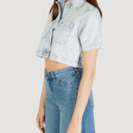 Camicia manica corta Tommy Hilfiger Jeans CROPPED SS SHIRT CI6 Blue Denim Chiaro - Foto 2