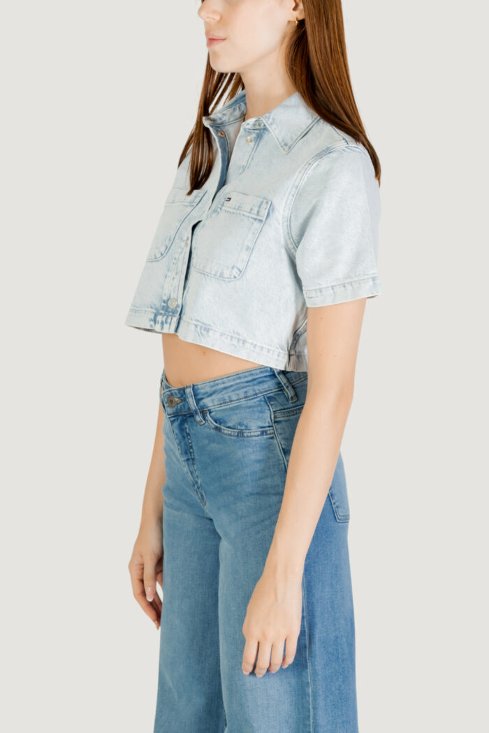 Camicia manica corta Tommy Hilfiger CROPPED SS SHIRT CI6 Blue Denim Chiaro – DW0DW21072
