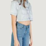 Camicia manica corta Tommy Hilfiger Jeans CROPPED SS SHIRT CI6 Blue Denim Chiaro - Foto 3