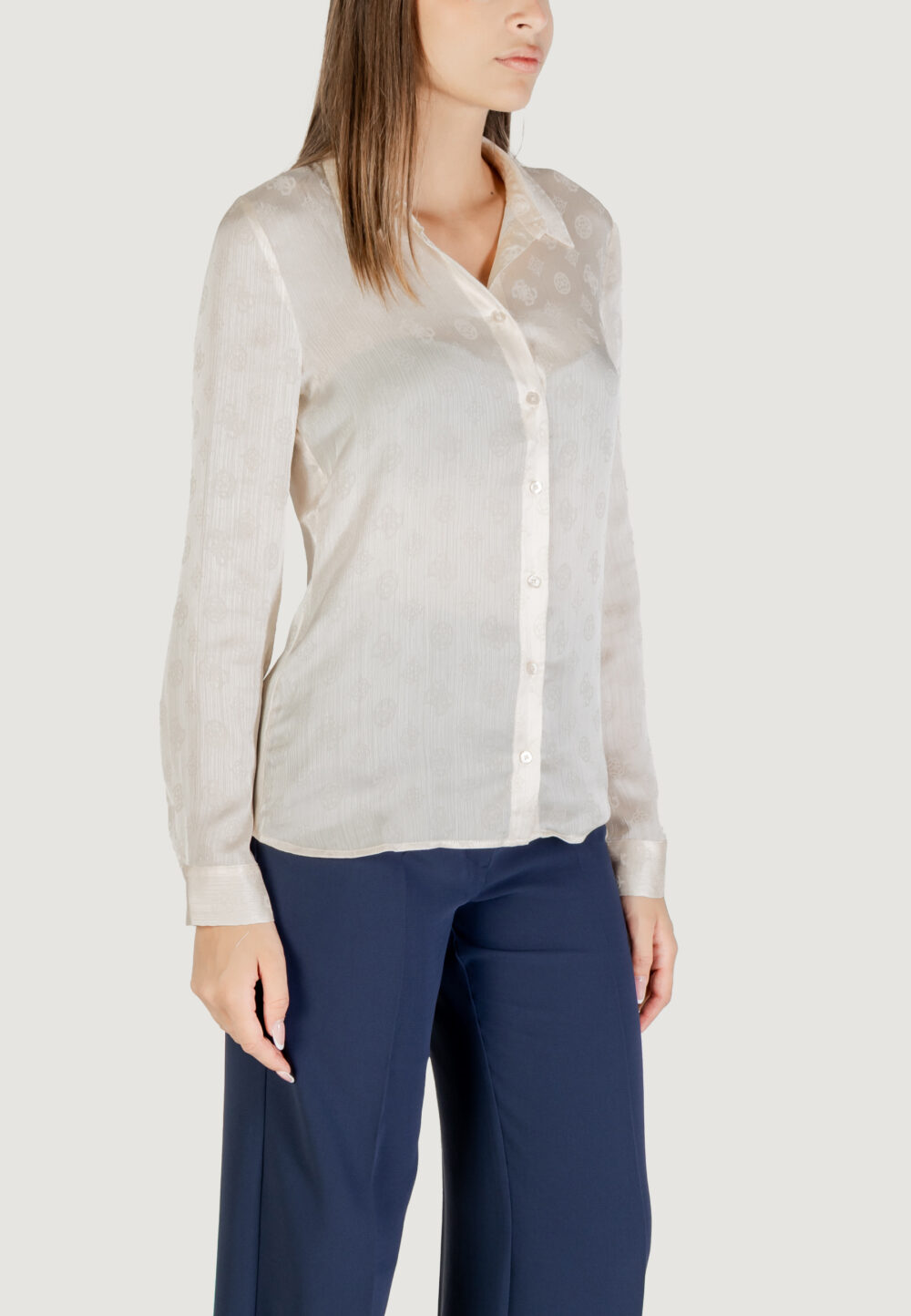 Camicia manica lunga Guess LS MARTHE LOGO SHIRT Avorio - Foto 2