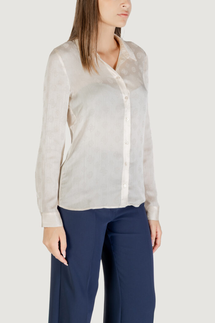 Camicia manica lunga Guess LS MARTHE LOGO SHIRT Avorio – W5YH1A WHCR2