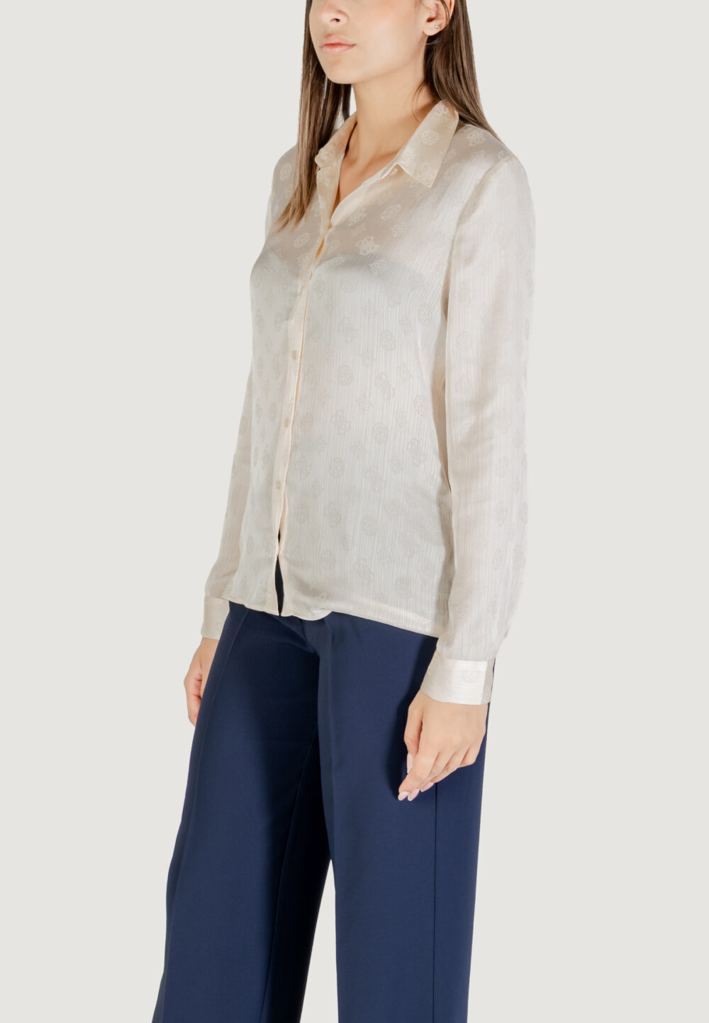 Camicia manica lunga Guess LS MARTHE LOGO SHIRT Avorio - Foto 3