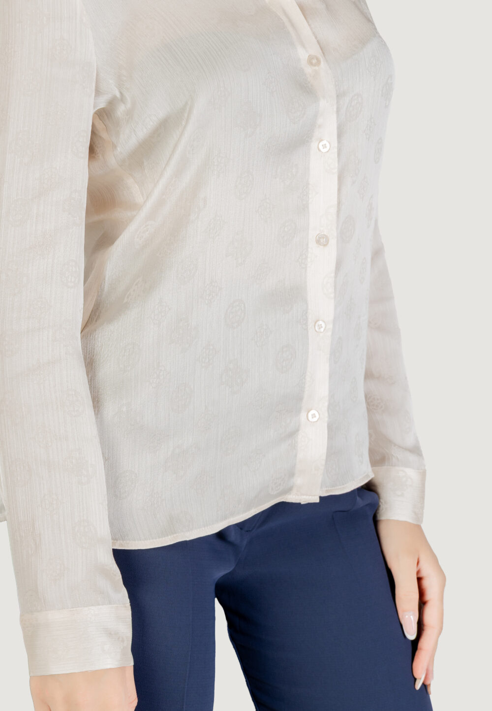 Camicia manica lunga Guess LS MARTHE LOGO SHIRT Avorio - Foto 4