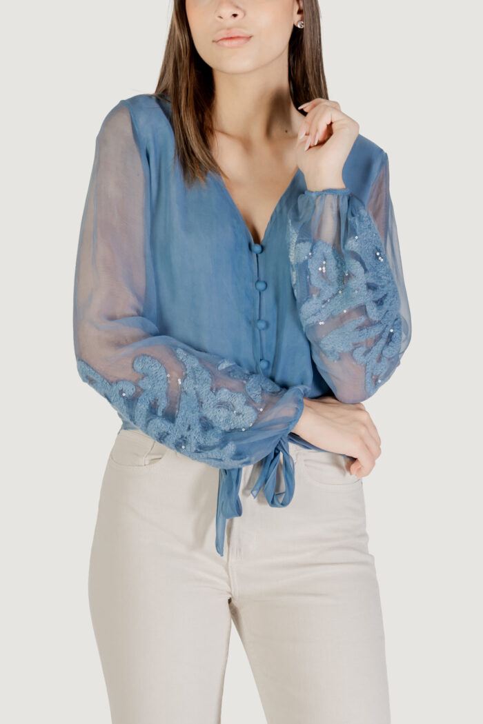 Camicia manica lunga Guess LS CAMILLA GARMENT DYED TOP Blu Chiaro – W5YH0V WE550