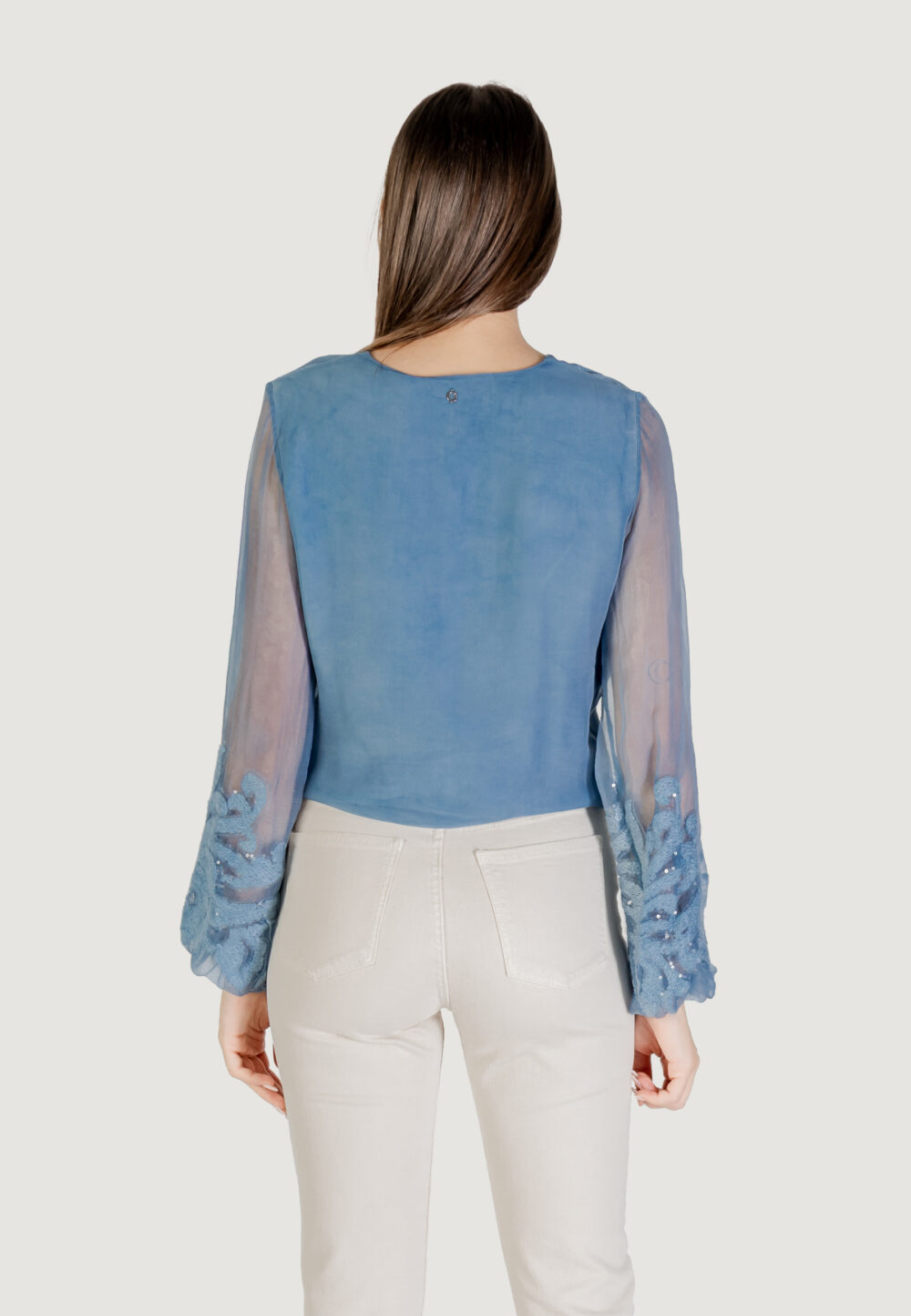 Camicia manica lunga Guess LS CAMILLA GARMENT DYED TOP Blu Chiaro - Foto 4