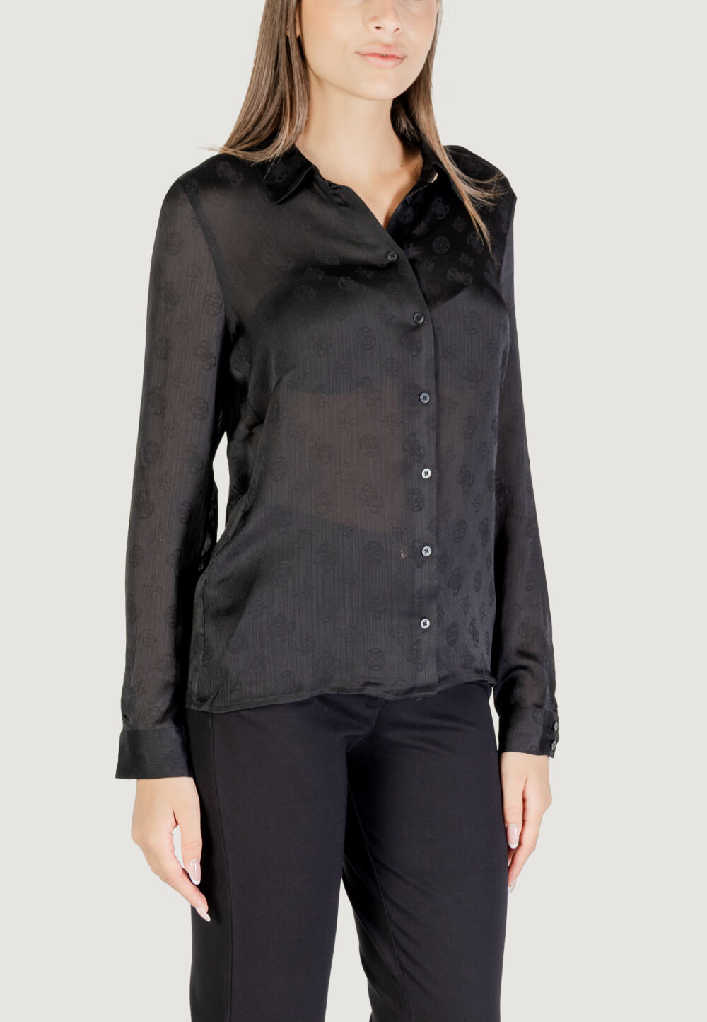 Camicia manica lunga Guess LS MARTHE LOGO SHIRT Nero - Foto 3