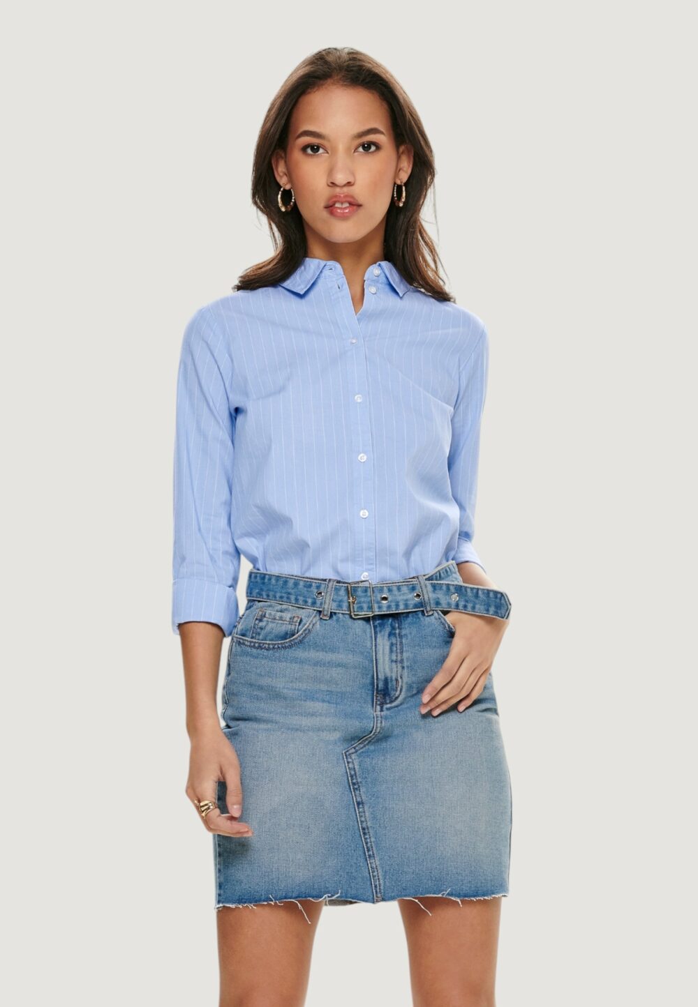 Camicia manica lunga Jacqueline de Yong JDYMIO L/S WVN NOOS Celeste - Foto 1