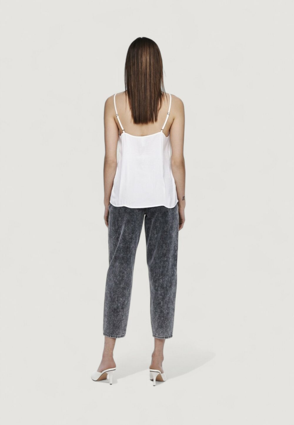 Canotta Jacqueline de Yong JDYAPPA NEW LACE SINGLET WVN NOOS Bianco - Foto 4