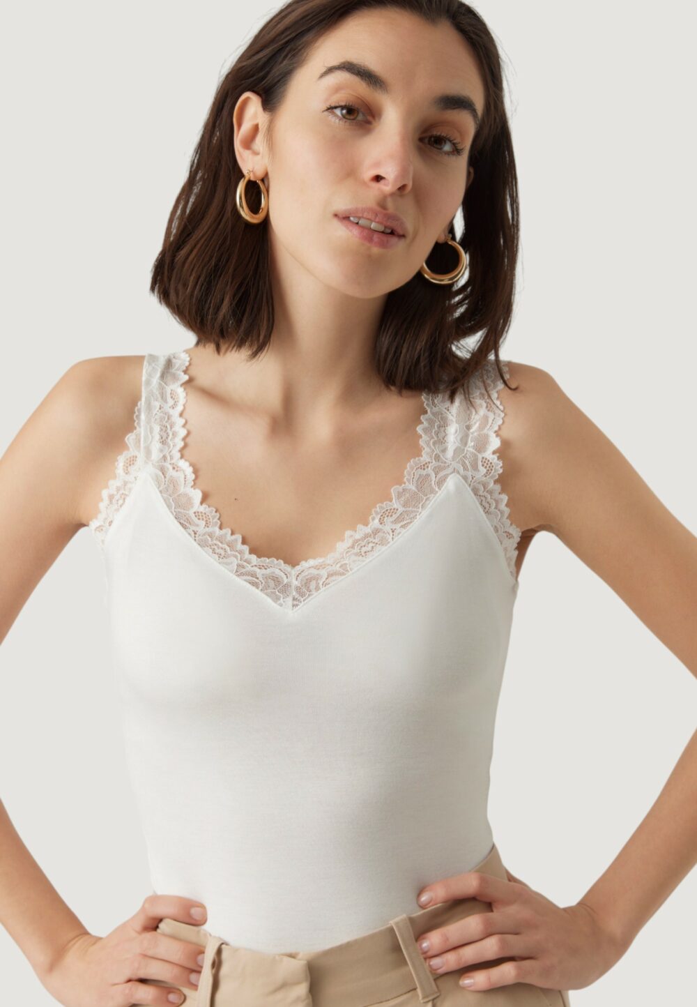 Canotta Vero Moda VMROSA SL TOP GA JRS NOOS Bianco - Foto 5