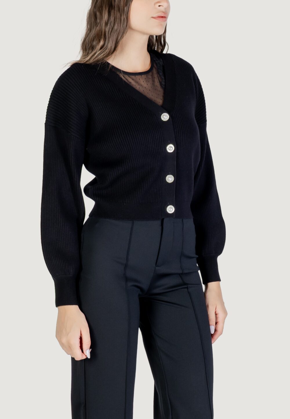 Cardigan Guess LS VN HANNA CARDI SWTR Nero - Foto 4