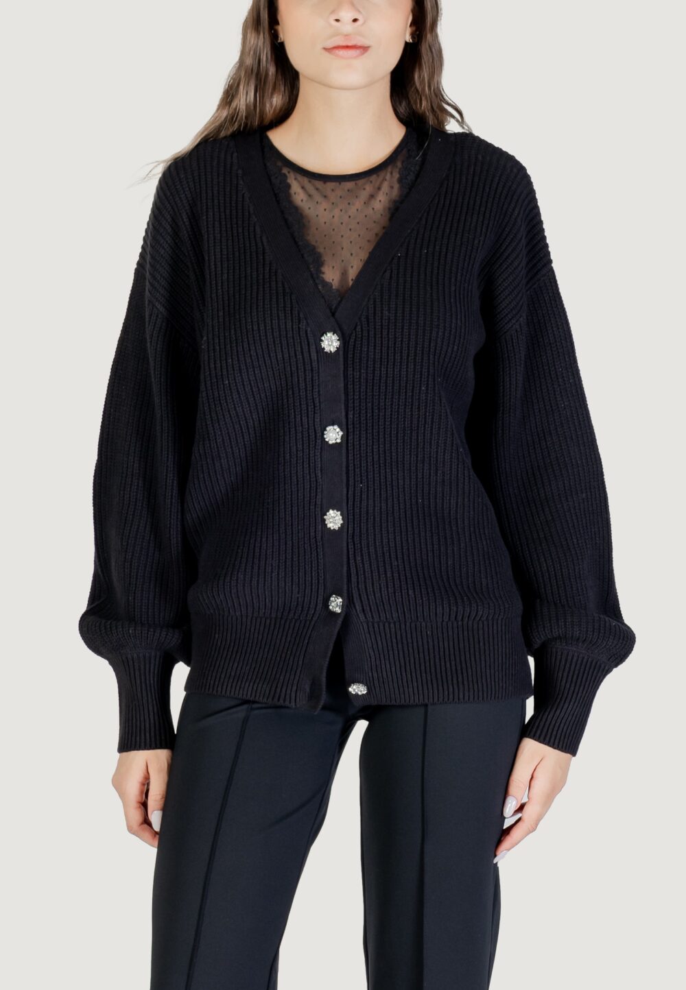 Cardigan Guess LS VN JAMIE CARDI SWTR Nero - Foto 4