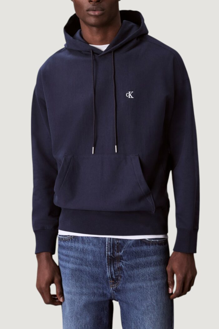 Felpa con cappuccio Calvin Klein PREMIUM TERRY MONOGR Blue scuro