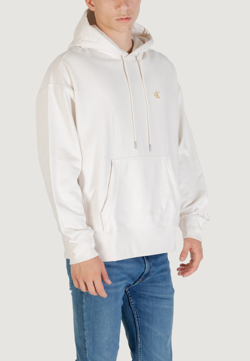 Felpa con cappuccio Calvin Klein Jeans PREMIUM TERRY MONOGR Latte - Foto 3
