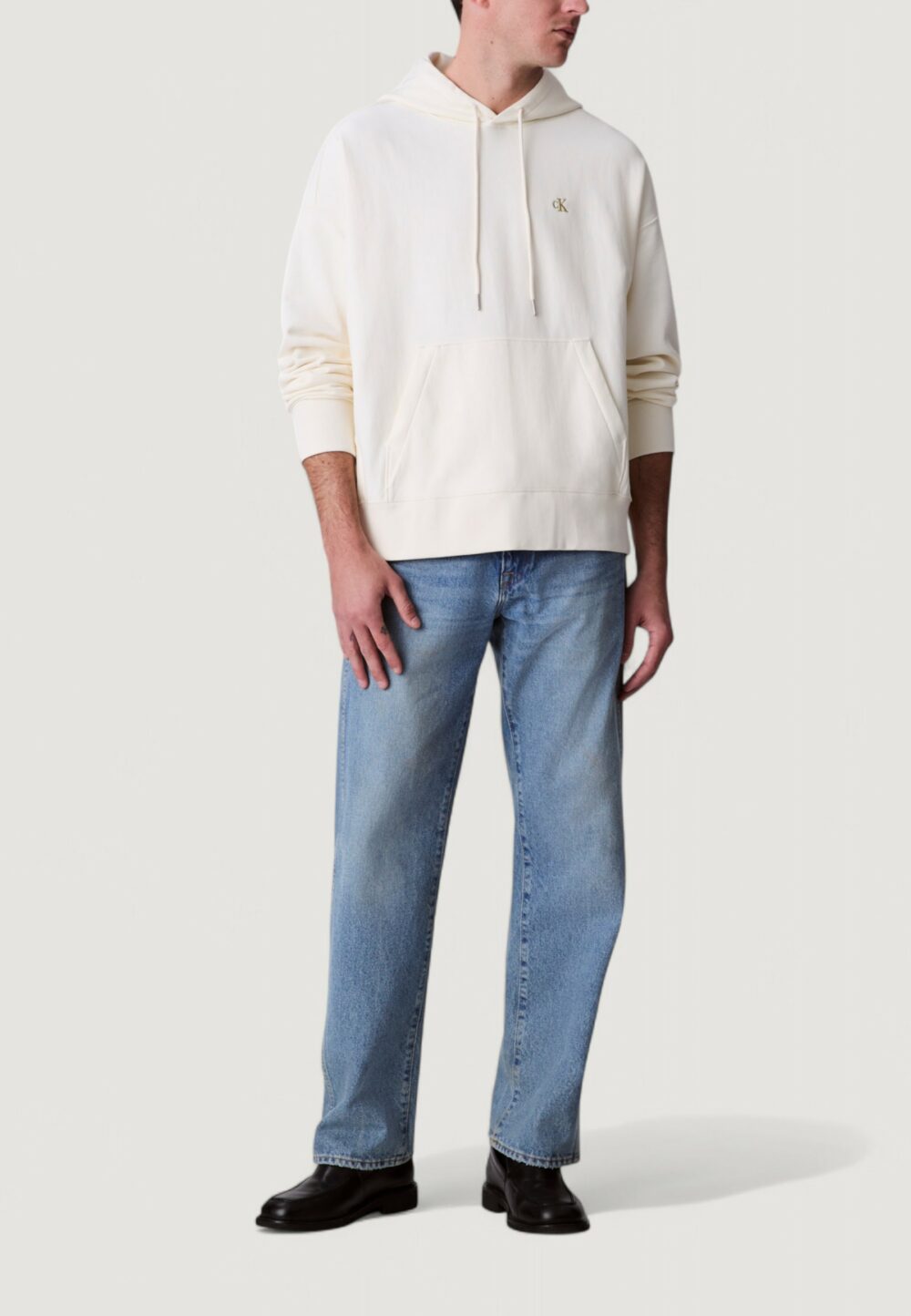 Felpa con cappuccio Calvin Klein Jeans PREMIUM TERRY MONOGR Latte - Foto 3