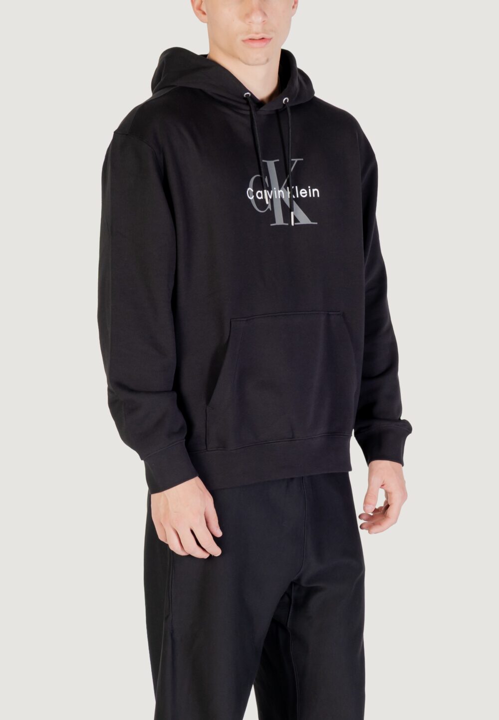 Felpa con cappuccio Calvin Klein Jeans LS EU MONOLOGO 350TE Nero - Foto 2