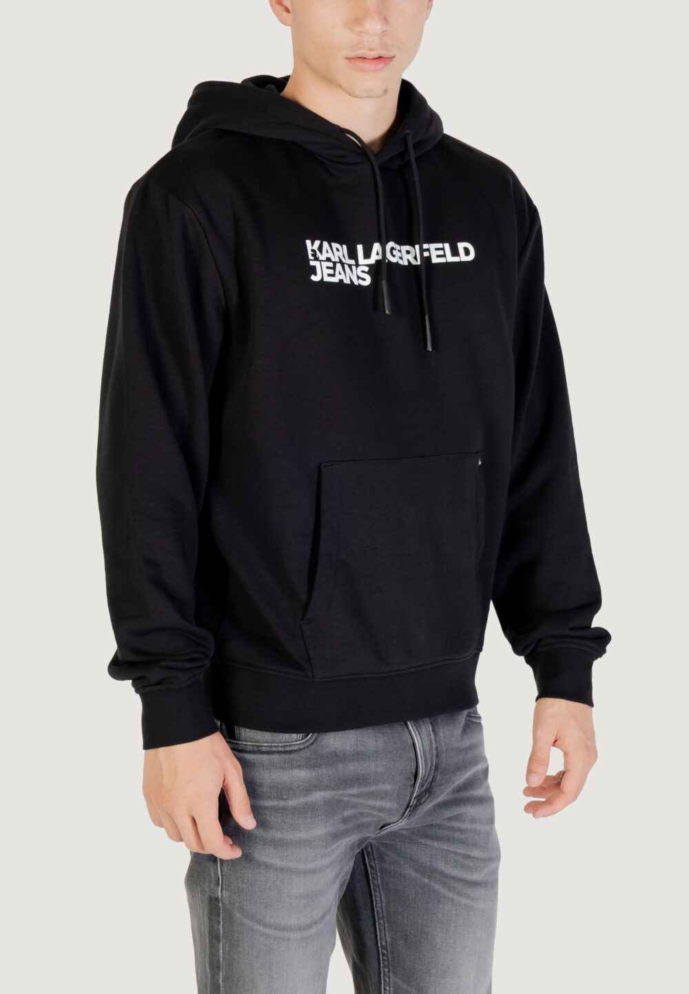 Felpa con cappuccio KARL LAGERFELD KLJ REG LOGO HOODIE Nero - Foto 3