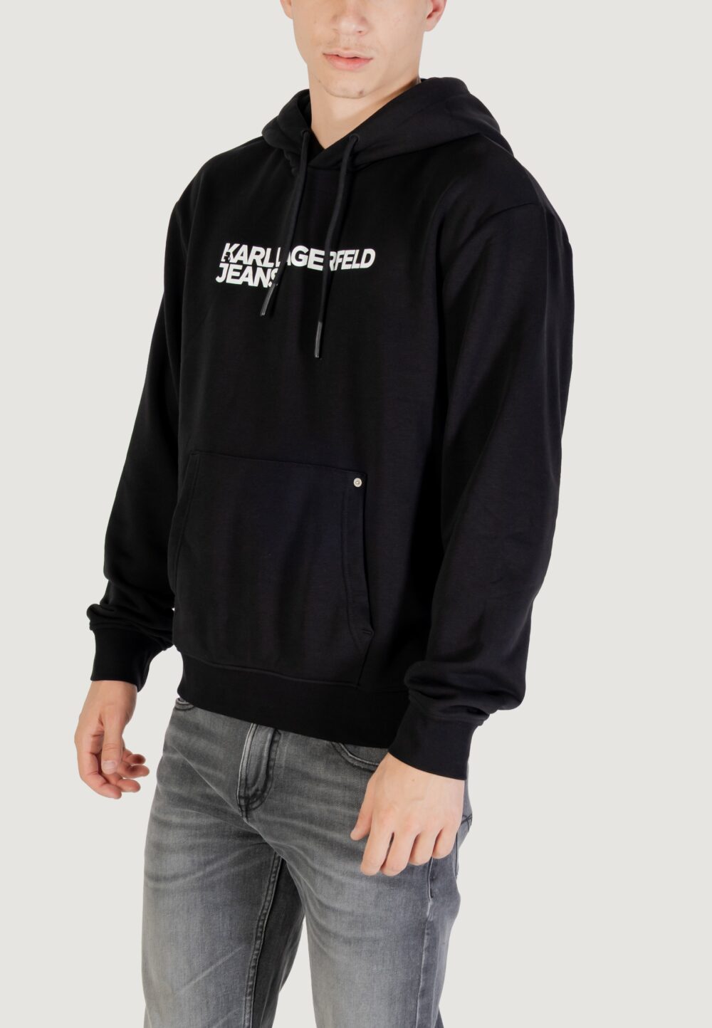 Felpa con cappuccio KARL LAGERFELD KLJ REG LOGO HOODIE Nero - Foto 4
