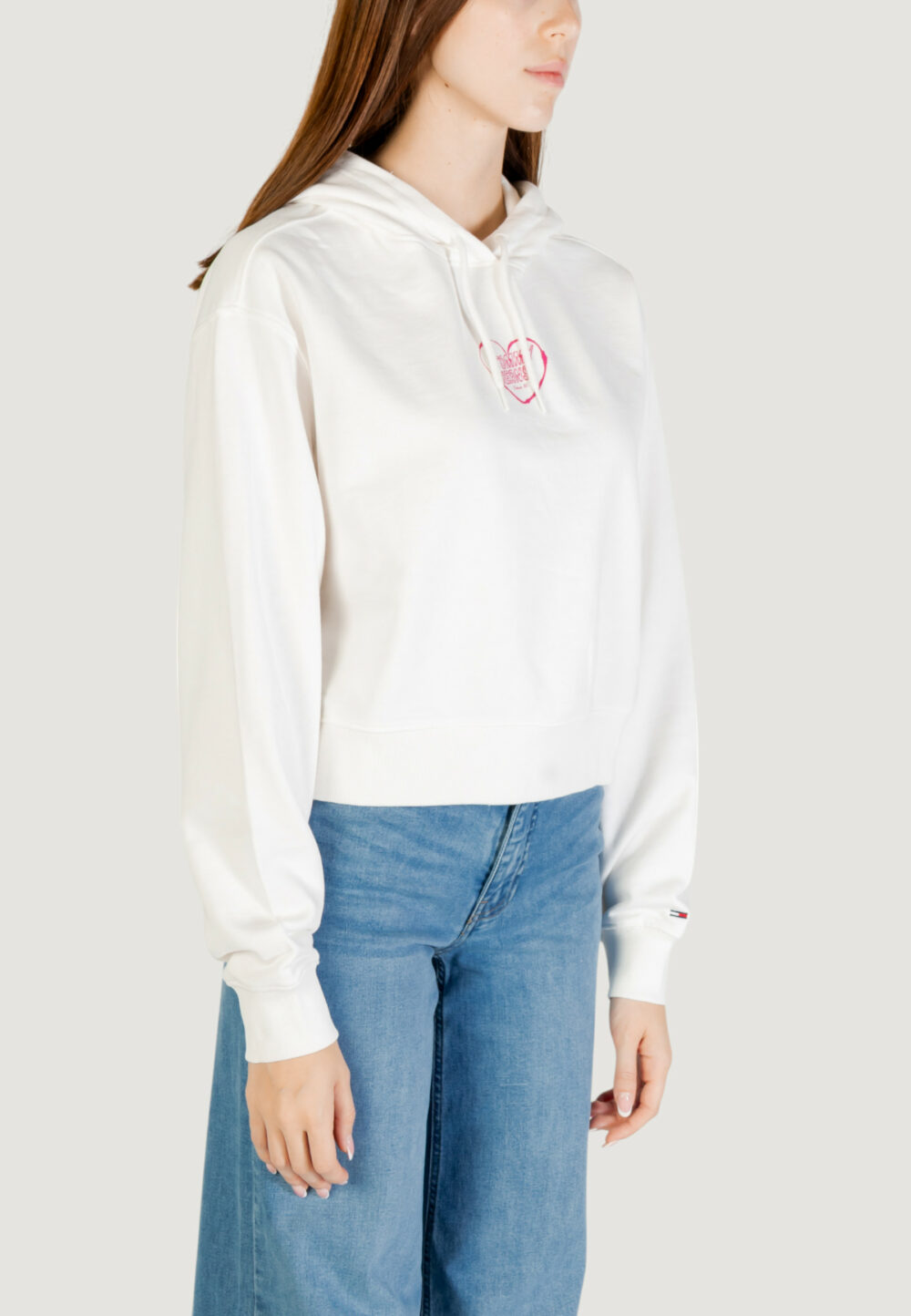 Felpa con cappuccio Tommy Hilfiger Jeans TJW RLX CRP HEART HO Panna - Foto 3