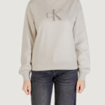 Felpa senza cappuccio Calvin Klein Jeans LS MONOLOGO FRENCH T Beige - Foto 2