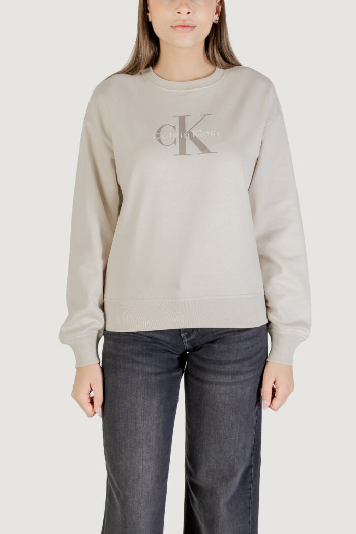 Felpa senza cappuccio Calvin Klein LS MONOLOGO FRENCH T Beige – LV047B234G