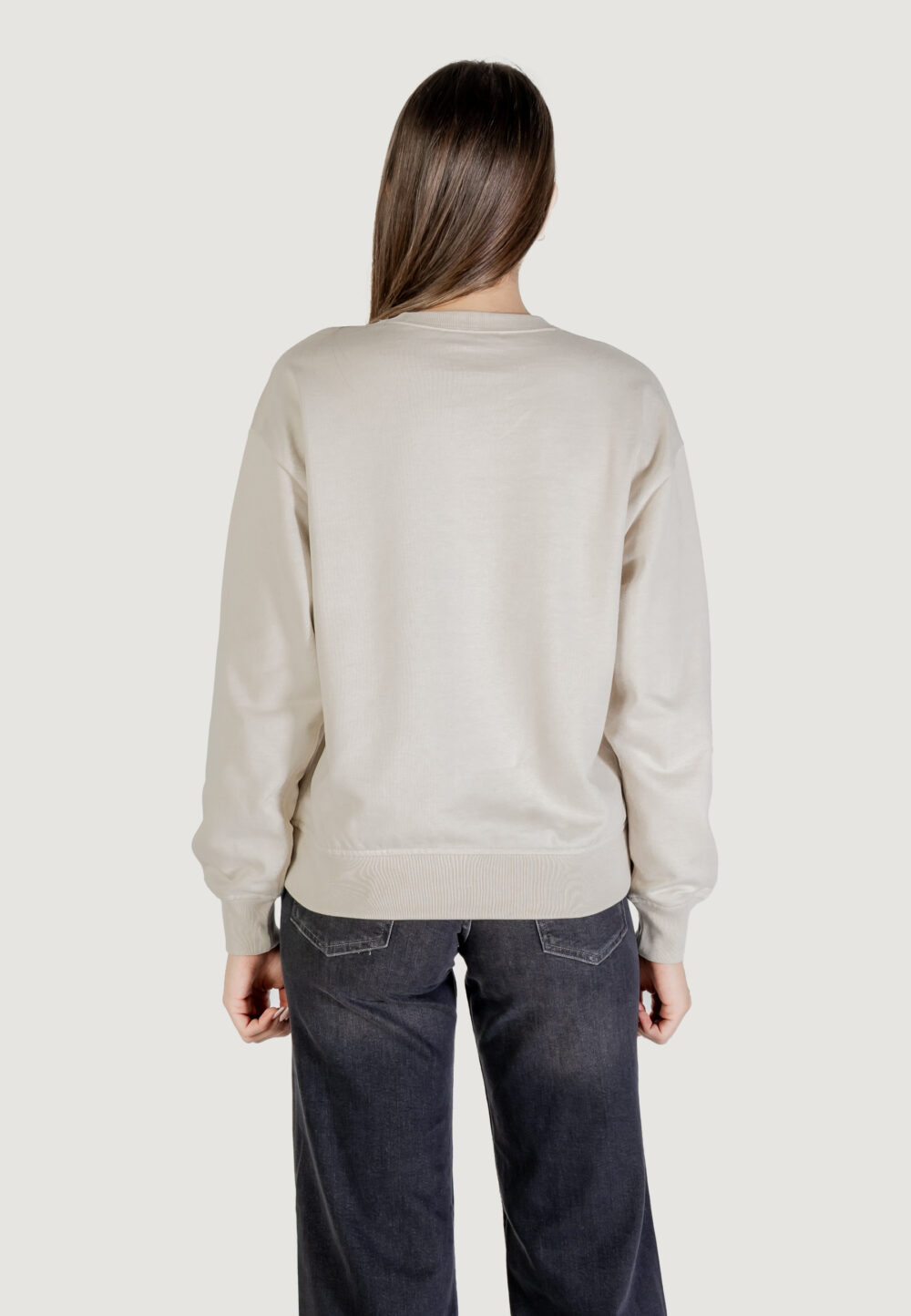 Felpa senza cappuccio Calvin Klein Jeans LS MONOLOGO FRENCH T Beige - Foto 5