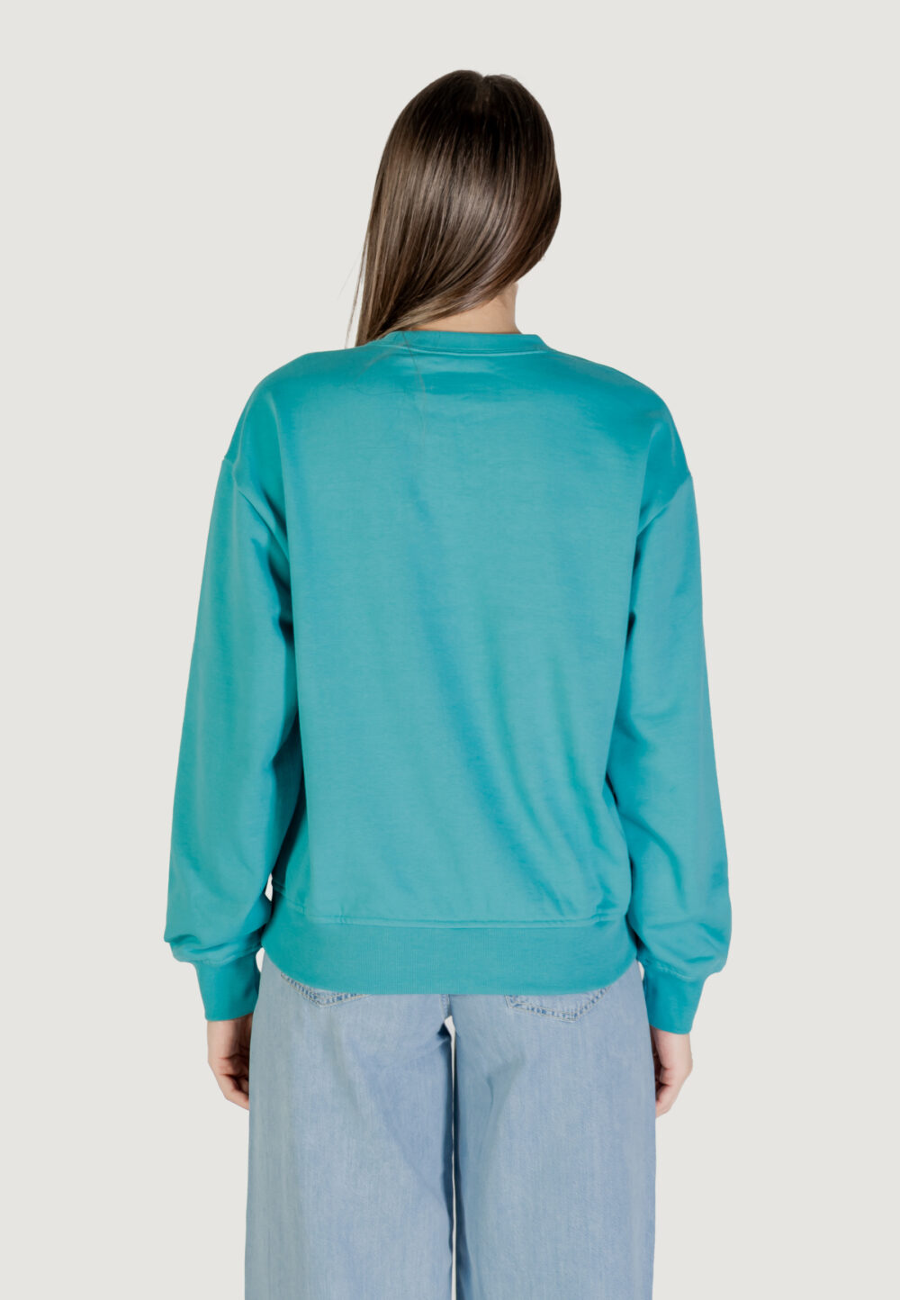 Felpa senza cappuccio Calvin Klein Jeans LS MONOLOGO FRENCH T Celeste - Foto 4
