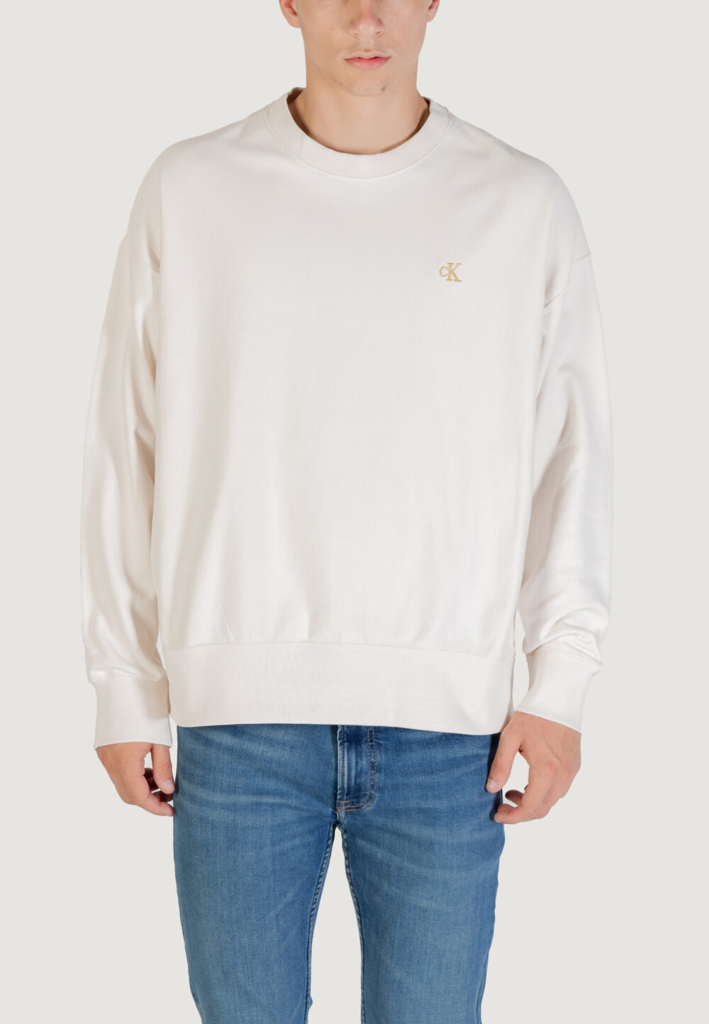 Felpa senza cappuccio Calvin Klein Jeans PREMIUM TERRY MONOGR Latte - Foto 1